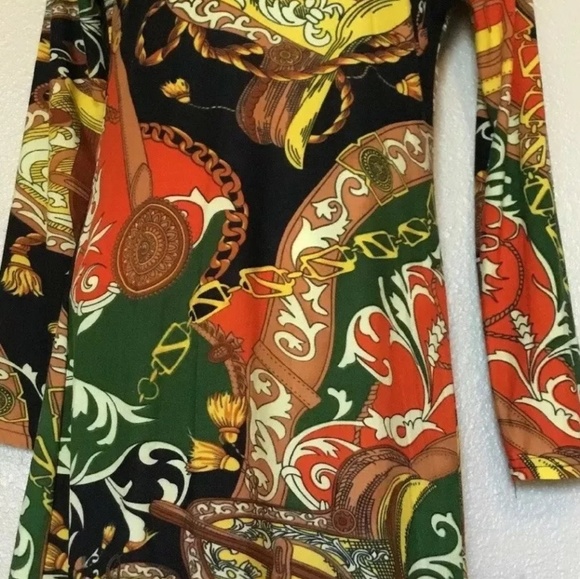 Printed Long Sleeve Mini Dress (A4581) - Picture 4 of 6